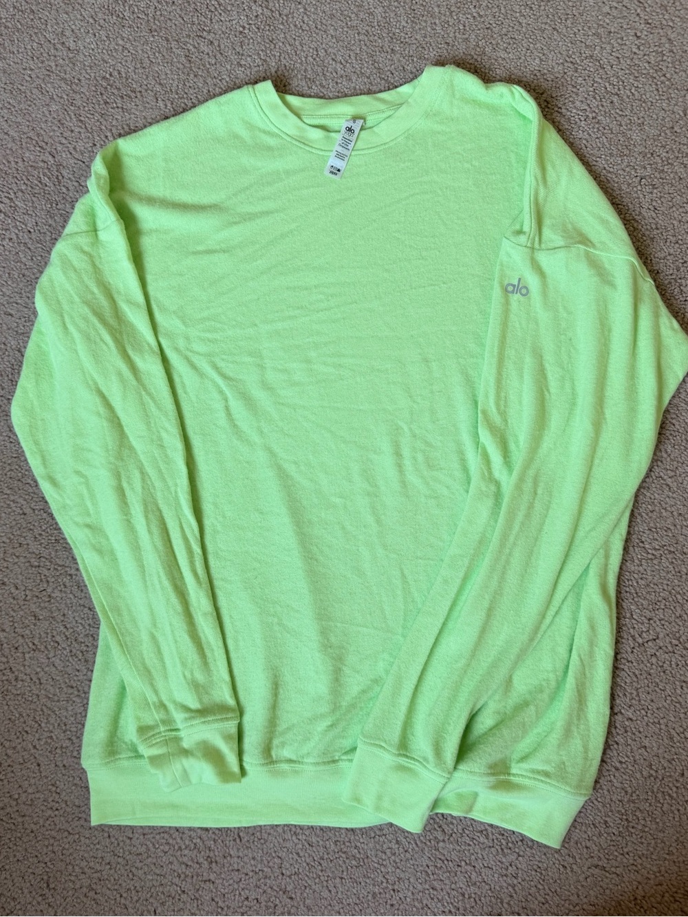 ALO Yoga Neon Lime Crewneck Sweatshirt